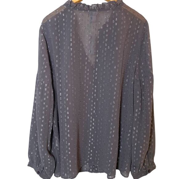 Chico's Top NWT Women's Sz 3 (XL) Embellished Cool Gray Metallic Pullover Sheer - Picture 3 of 8
